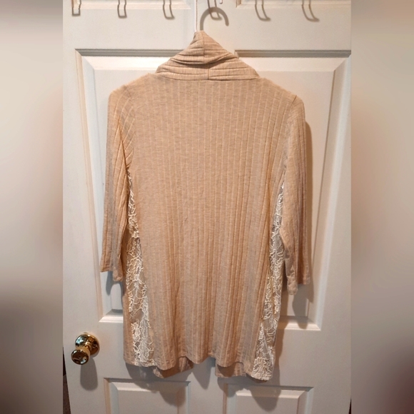 August Mist Tan Open Front Cardigan size Small - Picture 3 of 12